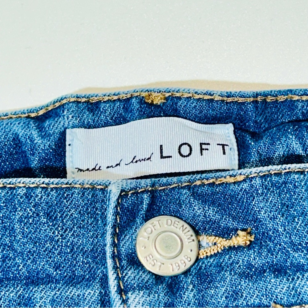 Loft Jean shorts High Rise Jean shorts distressed medium wash women size 25 - Picture 4 of 9